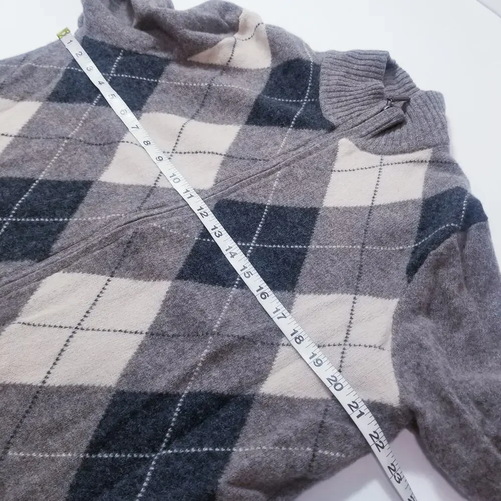Premium Lambswool by J. Crew Argyle Full Zip Sweater